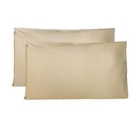 Taie Oreiller 100% Coton 40x80 CM Lot De 2, Taie d'oreiller Rectangulaire 100% Puro Coton avec Fermeture - Beige