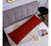 Taie Oreiller 100% Coton 45x135 cm 1 PCS, Taie d'oreiller Rectangulaire Puro Coton Jersey 120GSM - Housse de Coussin Résistant et Hypoallergénique Rouge