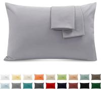 Taie Oreiller 100% Coton 45x150cm 1PCS, Taie d'oreiller Rectangulaire Puro Coton Jersey 120GSM - Housse de Coussin Résistant et Hypoallergénique Gris Clair