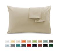 Taie Oreiller 100% Coton 50x70 cm 2 PCS, Taie d'oreiller Rectangulaire Puro Coton Jersey 120GSM - Housse de Coussin Résistant et Hypoallergénique Beige