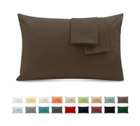 Taie Oreiller 100% Coton 50x70 cm 2 PCS, Taie d'oreiller Rectangulaire Puro Coton Jersey 120GSM - Housse de Coussin Résistant et Hypoallergénique Brun Clair