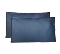 Taie Oreiller 100% Coton 50x80 CM Lot De 2, Taie d'oreiller Rectangulaire 100% Puro Coton avec Fermeture - Bleu Marine