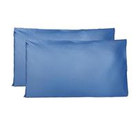 Taie Oreiller 100% Coton 50x80 CM Lot De 2, Taie d'oreiller Rectangulaire 100% Puro Coton avec Fermeture - Bleu Royal