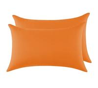Taie Oreiller 100% Coton 50x80cm 2PCS, Taie d'oreiller Rectangulaire Puro Coton Jersey 120GSM - Housse de Coussin Résistant et Hypoallergénique Orange