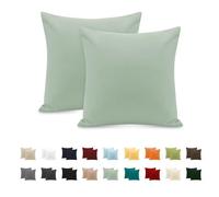 Taie Oreiller 100% Coton 65x65 cm 2 PCS, Taie d'oreiller Rectangulaire Puro Coton Jersey 120GSM - Housse de Coussin Résistant et Hypoallergénique Vert Aqua