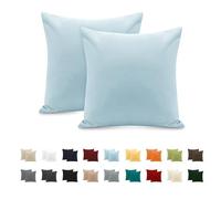 Taie Oreiller 100% Coton 65x65 cm 2 PCS, Taie d'oreiller Rectangulaire Puro Coton Jersey 120GSM - Housse de Coussin Résistant et Hypoallergénique Bleu Ciel