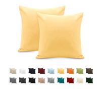 Taie Oreiller 100% Coton 65x65 cm 2 PCS, Taie d'oreiller Rectangulaire Puro Coton Jersey 120GSM - Housse de Coussin Résistant et Hypoallergénique Jaune Clair