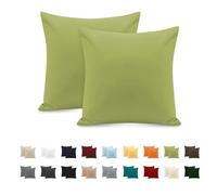 Taie Oreiller 100% Coton 65x65 cm 2 PCS, Taie d'oreiller Rectangulaire Puro Coton Jersey 120GSM - Housse de Coussin Résistant et Hypoallergénique Vert Clair