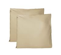 Taie Oreiller 100% Coton 65x65 CM Lot De 2, Taie d'oreiller Rectangulaire 100% Puro Coton avec Fermeture - Beige