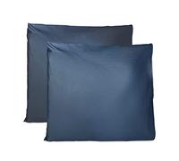 Taie Oreiller 100% Coton 65x65 CM Lot De 2, Taie d'oreiller Rectangulaire 100% Puro Coton avec Fermeture - Bleu Marine