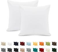 Taie Oreiller 100% Coton 65x65cm 2PCS, Taie d'oreiller Rectangulaire Puro Coton Jersey 120GSM - Housse de Coussin Résistant et Hypoallergénique Blanc