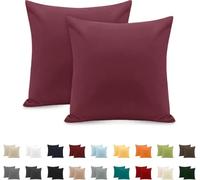 Taie Oreiller 100% Coton 65x65cm 2PCS, Taie d'oreiller Rectangulaire Puro Coton Jersey 120GSM - Housse de Coussin Résistant et Hypoallergénique Vin Rouge