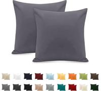 Taie Oreiller 100% Coton 65x65cm 2PCS, Taie d'oreiller Rectangulaire Puro Coton Jersey 120GSM - Housse de Coussin Résistant et Hypoallergénique Gris Foncé