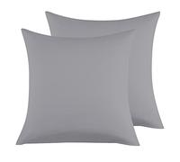 Taie Oreiller 100% Coton 65x65cm 2PCS, Taie d'oreiller Rectangulaire Puro Coton Jersey 120GSM - Housse de Coussin Résistant et Hypoallergénique Gris Clair