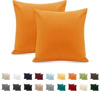 Taie Oreiller 100% Coton 65x65cm 2PCS, Taie d'oreiller Rectangulaire Puro Coton Jersey 120GSM - Housse de Coussin Résistant et Hypoallergénique Orange