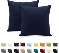 Taie Oreiller 100% Coton 65x65cm 2PCS, Taie d'oreiller Rectangulaire Puro Coton Jersey 120GSM - Housse de Coussin Résistant et Hypoallergénique Noir