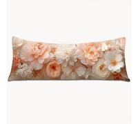 Taie Oreiller 120x40 cm Fleur Housse de Coussin Rose Rectangulaire Imprimée Recto Verso, Extra Larges Pillow Case avec Fermeture éclair Invisible, Lavable Velours Pillow Case Décorative 1Y-359