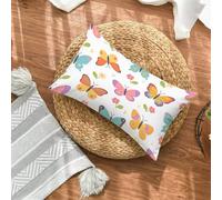 Taie Oreiller 25x45 Lot de 1, Blanc Housse Coussin 45x25cm avec Fermeture Éclair Invisible, Papillon Imperméable Lin Housse de Coussin Rectangulaire, Taie d'oreiller pour Canape Maison Decor 1-1260