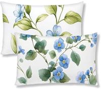 Taie Oreiller 25x50 Lot de 2 Housse Coussin en Velours Bleu Rectangulaire Coussin de Canape Moderne Fleur Taie d'oreiller Avec Fermeture à Glissière Invisible pour Decoration Maison Canapé S1-513
