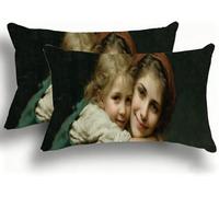 Taie Oreiller 25x50 Lot de 2 Lin de Coton Protege Oreiller, Coussin Exterieur Impermeable avec Fermeture Éclair Invisible, pour Maison Confortable Housse de Coussin Jardin Pillow Mère Bébé 1 W0VJ-524