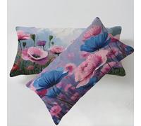 Taie Oreiller 30 x 50cm Rose Housse de Coussin Fleurs Taie Oreiller Lot de 2, Lin Housse de Coussin Impression Recto Verso Doux et Confortable Lavable pour Chambre Salon Canapé Cadeau De Noël C0C824