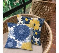 Taie Oreiller 30x30 Lot de 2, Naturel Fleur Housse de Coussin Exterieur Impermeable pour Salon de Jardin, Taie d'oreiller Lin avec Fermeture Éclair Invisible, Maison Salon Chambre Canapé Décor D-414