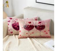 Taie Oreiller 30x50 cm Lot de 2 Housses Coussin Rose Rectangulaire Coussin Verre à vin Exterieur Impermeable Velour Housse Oreiller, Fermeture Éclair Invisible, Automne Decoratif Canape Lit 2s-717