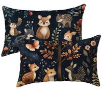 Taie Oreiller 30x50 Lot de 2 animal - Coussin Canape forêt Velours Housse de Coussin Rectangulaire - Décoratif Taie D'oreiller - Douillet Housse Oreiller - Lavable en Machine - Decoration Maison k-212