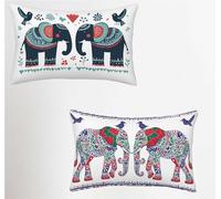 Taie Oreiller 30x50 Lot de 2, Blanc Housse Coussin 30x50cm avec Fermeture Éclair Invisible, éLéPhant Velours Doux Housse de Coussin Rectangulaire, Taie d'oreiller pour Canape Salon Maison Decor N-2760