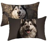 Taie Oreiller 30x50 Lot de 2 Chien - Coussin Canape Gris Velours Housse de Coussin Rectangulaire - Décoratif Taie d'oreiller - Douillet Housse Oreiller - Lavable en Machine - Decoration Maison k-275