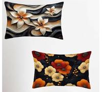 Taie Oreiller 30x50 Lot de 2, Fleur Housse Coussin 30x50cm avec Fermeture Éclair Invisible, Planter Velours Doux Housse de Coussin Rectangulaire, Taie d'oreiller pour Canape Salon Maison Decor U-1849