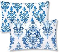 Taie Oreiller 30x50 Lot de 2 Housse Coussin en Velours Bleu Marine Rectangulaire Coussin de Canape Fleur Taie d'oreiller Avec Fermeture à Glissière Invisible pour Decoration Maison Salon Canapé S1-570
