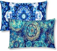 Taie Oreiller 30x50 Lot de 2 Housse Coussin en Velours Bleu Marine Rectangulaire Coussin de Canape Fleurs Taie d'oreiller Avec Fermeture à Glissière Invisible pour Decoration Maison Canapé S1-538