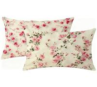 Taie Oreiller 30x50 Lot de 2 Rose Housse de Coussin Rectangulaire 30 x 50 Coussin Exterieur Impermeable, Fleur Motif Velours Décoratif Canapé Taie Oreiller pour Noël Decoration Maison Cadeaux h-79