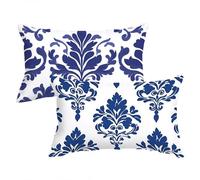 Taie Oreiller 30x50cm Bleu Marine Housse de Coussin Beige Housse Coussin Canapé Deco Automne Velours Housse Oreiller Rectangulaire Fermeture éclair Invisible Décoration D'Intérieur Cadeau Noël C0C811