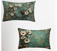 Taie Oreiller 30x50cm Lot de 2, Vert Housse Coussin avec Fermeture Éclair Invisible, Nordique Velours Doux Housse de Coussin Rectangulaire, Taie d'oreiller pour Canape Chambre Maison Decor P-5312