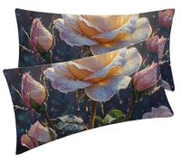 Taie Oreiller 30x60 Lot de 2 Housse Coussin Rose Decoration Protege Oreiller Exterieur Impermeable Velours Decoration Automne Coussin, Douillet Taie D'oreiller pour Canapé Chambre Chaise Fleur F0-1408