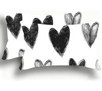Taie Oreiller 30x60 Lot de 2 Lin de Coton Protege Oreiller, Coussin Exterieur Impermeable avec Fermeture Éclair Invisible, pour Maison Confortable Housse de Coussin Jardin Pillow Amour Noir W0VJ-233
