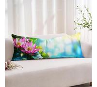 Taie Oreiller 35x105 cm Lot de 1 Bleu Premium Velours Housse Coussin avec Fermeture Éclair Invisible, Traversin 105cm, Lotus Taie d'oreiller longue pour Coussin de Positionnement Latéral xz-804