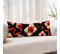 Taie Oreiller 35x105 cm Lot de 1 Noir Premium Velours Housse Coussin avec Fermeture Éclair Invisible, Traversin 105cm, Moderne Taie d'oreiller longue pour Coussin de Positionnement Latéral xz-480