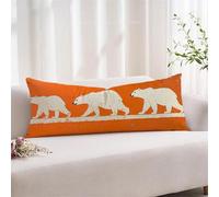 Taie Oreiller 35x105 cm Lot de 1 Orange Premium Velours Housse Coussin avec Fermeture Éclair Invisible, Traversin 105cm, Animal Taie d'oreiller longue pour Coussin de Positionnement Latéral xz-716
