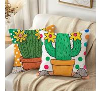 Taie Oreiller 35x35 Lin Cactus Coussin Canape Lot de 2 Dessin animé, b-416 | Coussin Exterieur Impermeable, Protege Oreiller Coussins de Jardin, Decoration Maison, Decoration Automne
