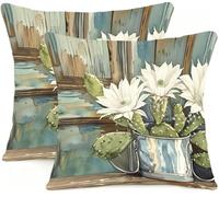 Taie Oreiller 35x35cm Lot de 2 Canapé Oreiller Decoratif Housse Coussin Exterieur Taie d'oreiller en Velours Douce, pour Home Decoration Housse de Coussins Fleur De Cactus BL5R-876
