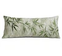 Taie Oreiller 40 x 120 cm Vert Housses de Coussin de Positionnement Latéral Doux Lin Resistant Resistant Feuilles de Bambou Taie de Traversin, Améliorer Sommeil Qualité Housse Coussin Lit B-7433