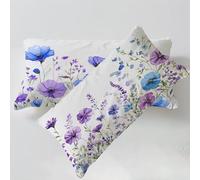Taie Oreiller 40 x 60cm Violet Housse de Coussin Fleurs Taie Oreiller Lot de 2, Velours Housse de Coussin Impression Recto Verso Doux et Confortable Lavable pour Salon Canapé Cadeau De Noël C0C1121