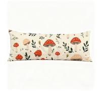 Taie Oreiller 40x120 cm Rouge Housse Traversin Champignon Double Face Impression Lin Protege Oreiller, Fermeture éclair Invisible Taie de Traversin Long Coussin Grossesse, pour Chambre Canapé H0-817
