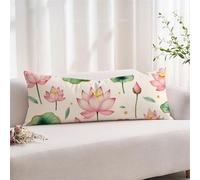 Taie Oreiller 40x120 cm Simplicité Lot de 1 Housses Coussin de Positionnement Latéral, Traversin 120cm Ultra Doux, Impression Recto Verso, Housse de Coussin avec Fermeture à Glissière, Lotus xz-587