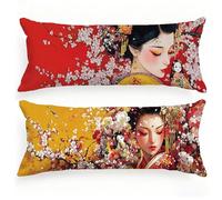Taie Oreiller 40x120 Diva Taie de Traversin 120 cm, Housse de Coussin Japon Lot de 2 Double Face Impression Velour Housse Traversin Améliorer Sommeil Qualité Oreiller pour Salon Chambre Lit, Model250