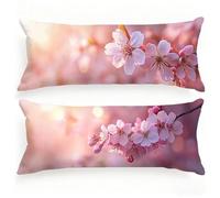 Taie Oreiller 40x120 Japon Taie de Traversin 120 cm, Housse de Coussin Fleurs de Cerisier Lot de 2 Double Face Impression Velour Housse Traversin Améliorer Qualité Oreiller pour Chambre Lit, Model193