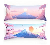 Taie Oreiller 40x120 Paysage Taie de Traversin 120 cm, Housse de Coussin Japon Lot de 2 Double Face Impression Lin Housse Traversin Améliorer Sommeil Qualité Oreiller pour Salon Chambre Lit, Model205